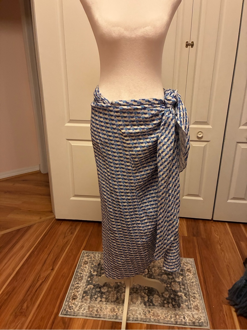 ZARA Blue and White Patterned Swim Sarong Wrap